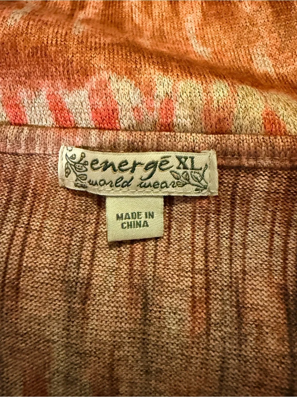 Energie Women's Rust & Cream Patterned Long Sleeve Knit Top